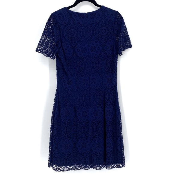 laundry by Shelli Segal Dress Womens 8 Blue Lace Short Sleeve Mini Dress Party - Picture 2 of 11